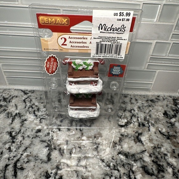 Lemax Peppermint Cookie Bench, Set Of 2 (Michael’s Exclusive Version) - Picture 1 of 5
